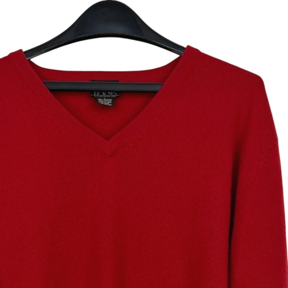 Jos. A. Bank 100% CASHMERE V-Neck Sweater Mens Large Red Classic Soft Knit